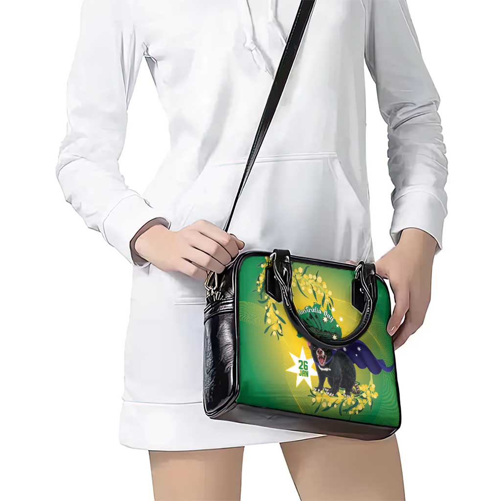 Tasimania Devil Australia Day Shoulder Handbag Aussie Aussie Aussie Oi! Oi! Oi! - Green - Vibe Hoodie Shop