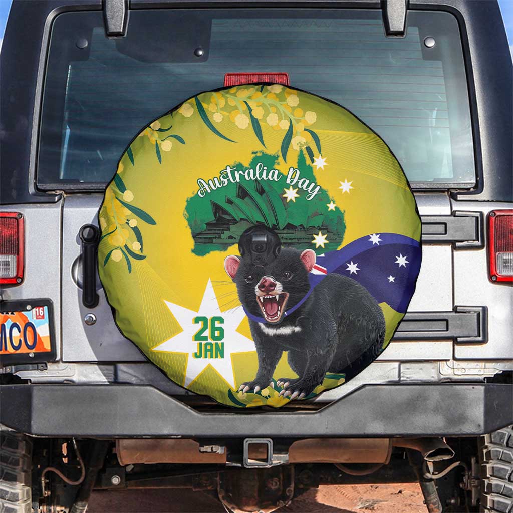 Tasimania Devil Australia Day Spare Tire Cover Aussie Aussie Aussie Oi! Oi! Oi! - Green - Vibe Hoodie Shop