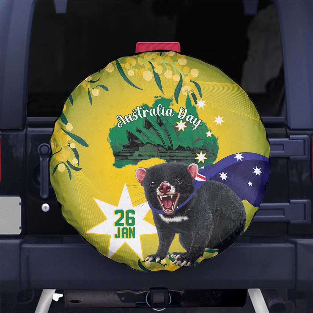 Tasimania Devil Australia Day Spare Tire Cover Aussie Aussie Aussie Oi! Oi! Oi! - Green - Vibe Hoodie Shop