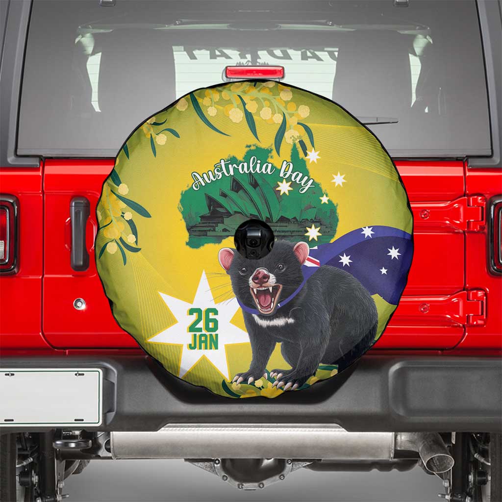 Tasimania Devil Australia Day Spare Tire Cover Aussie Aussie Aussie Oi! Oi! Oi! - Green - Vibe Hoodie Shop