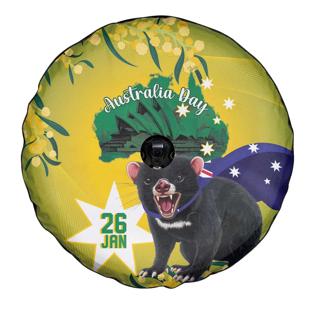 Tasimania Devil Australia Day Spare Tire Cover Aussie Aussie Aussie Oi! Oi! Oi! - Green - Vibe Hoodie Shop