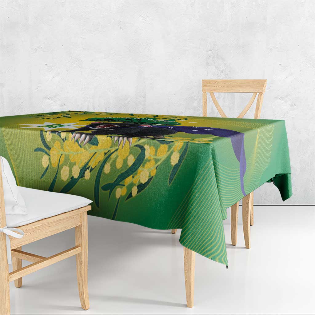 Tasimania Devil Australia Day Tablecloth Aussie Aussie Aussie Oi! Oi! Oi! - Green