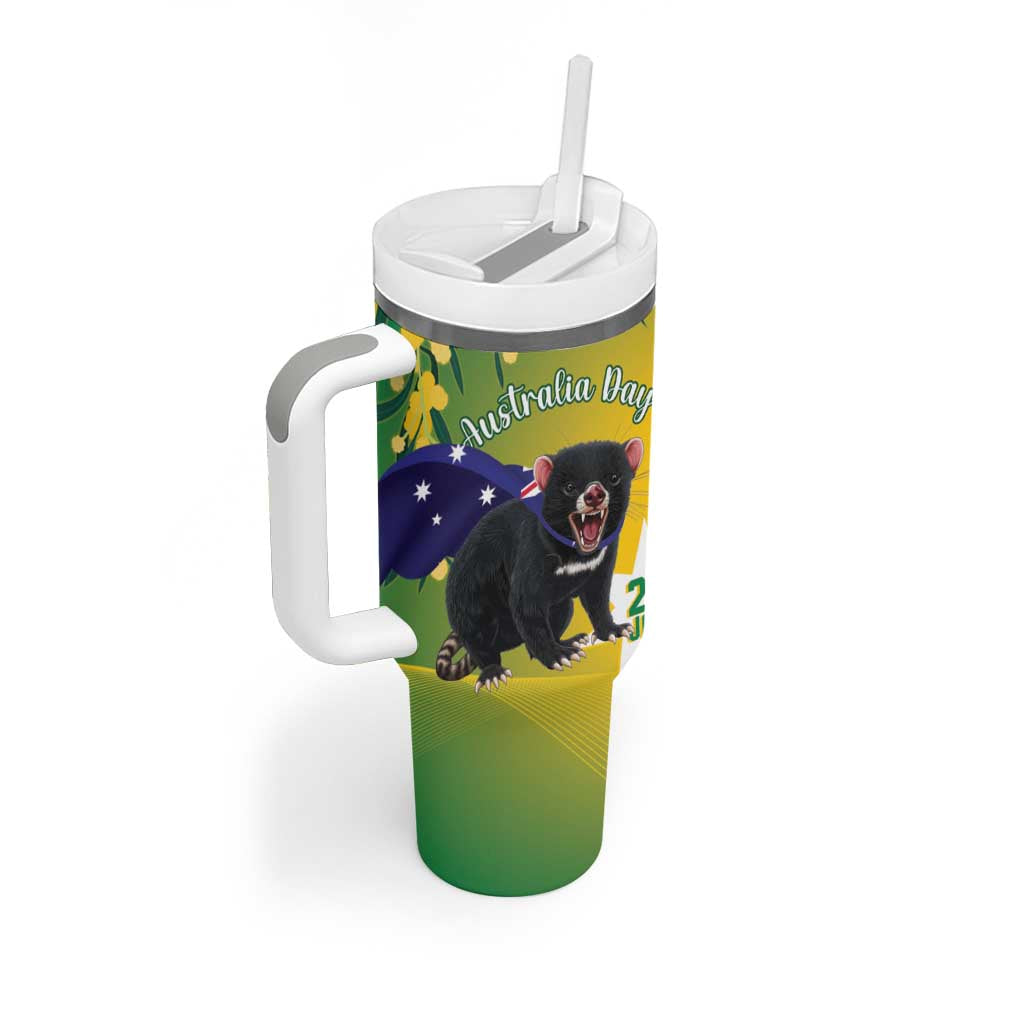 Tasimania Devil Australia Day Tumbler With Handle Aussie Aussie Aussie Oi! Oi! Oi! - Green