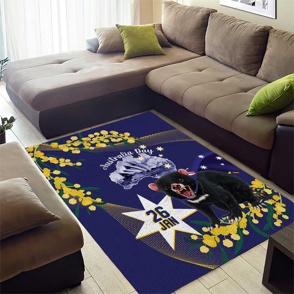 Tasimania Devil Australia Day Area Rug Aussie Aussie Aussie Oi! Oi! Oi! - Blue - Vibe Hoodie Shop