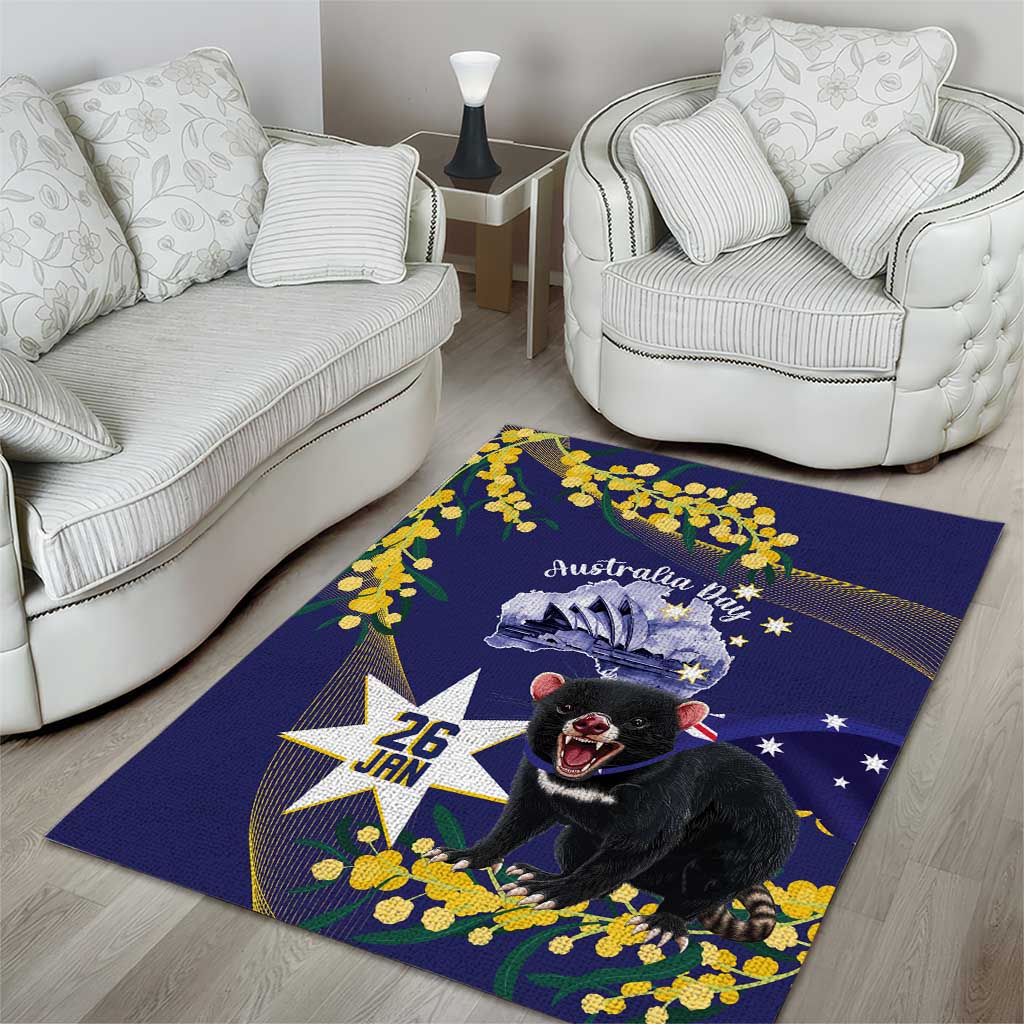 Tasimania Devil Australia Day Area Rug Aussie Aussie Aussie Oi! Oi! Oi! - Blue - Vibe Hoodie Shop