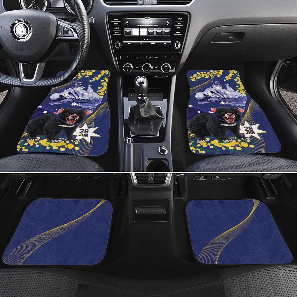 Tasimania Devil Australia Day Car Mats Aussie Aussie Aussie Oi! Oi! Oi! - Blue