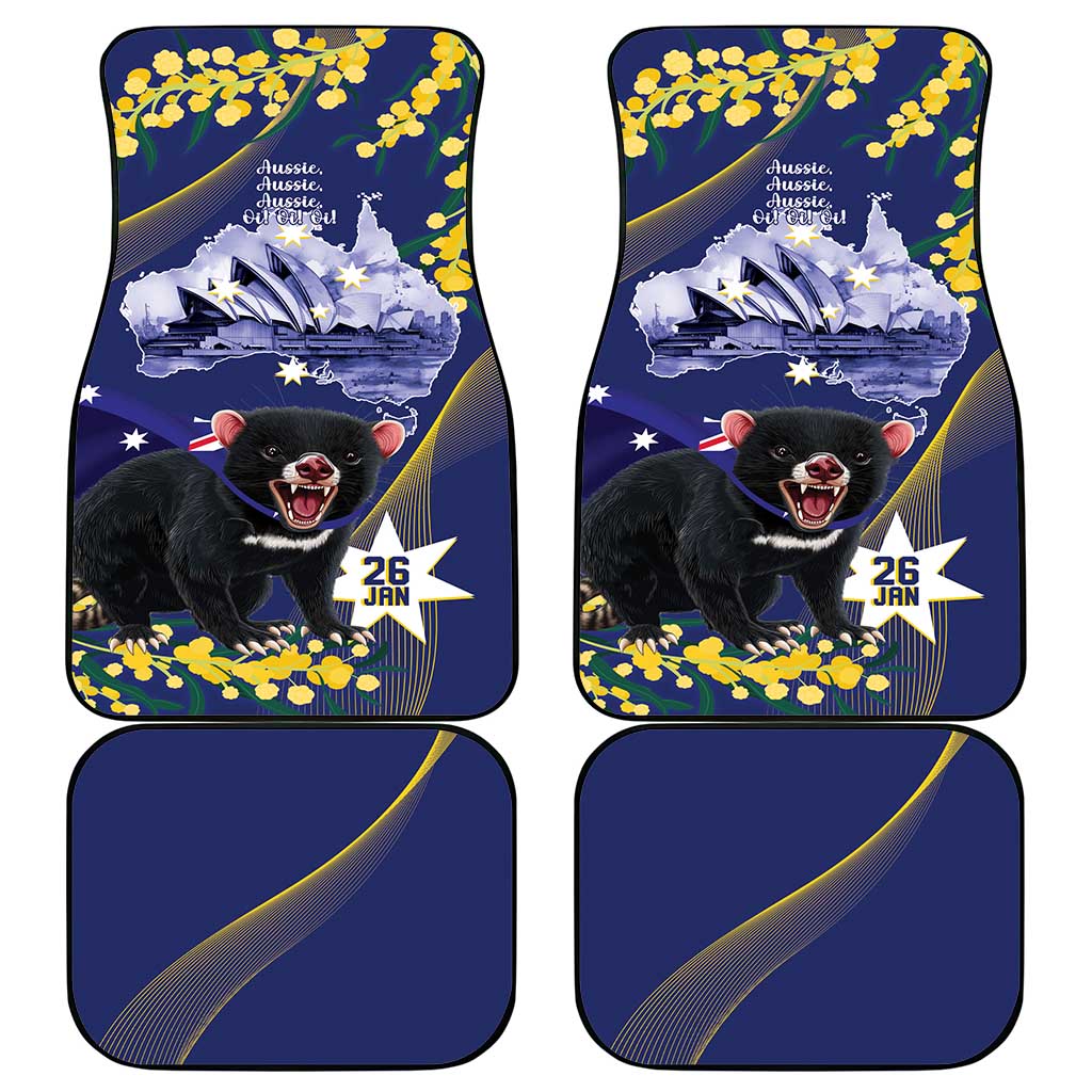 Tasimania Devil Australia Day Car Mats Aussie Aussie Aussie Oi! Oi! Oi! - Blue