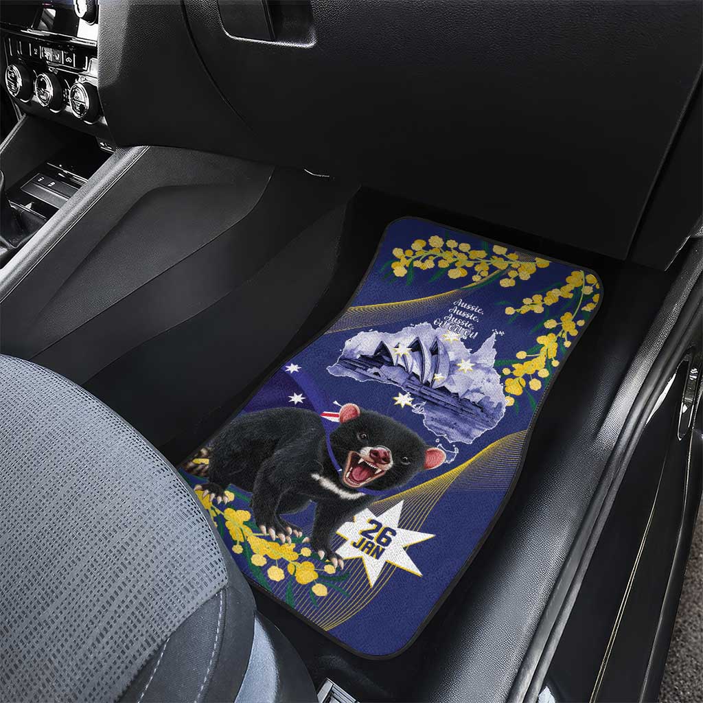 Tasimania Devil Australia Day Car Mats Aussie Aussie Aussie Oi! Oi! Oi! - Blue