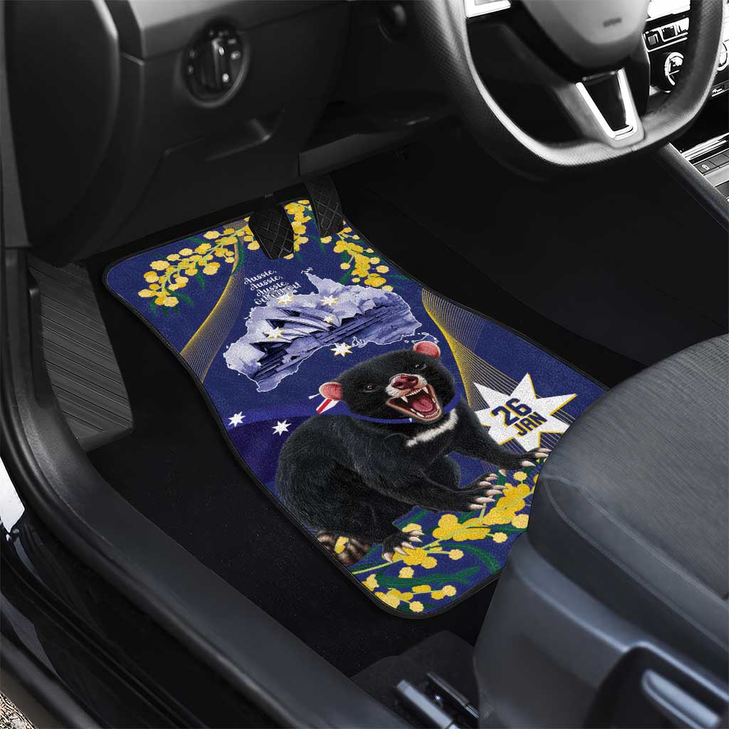 Tasimania Devil Australia Day Car Mats Aussie Aussie Aussie Oi! Oi! Oi! - Blue