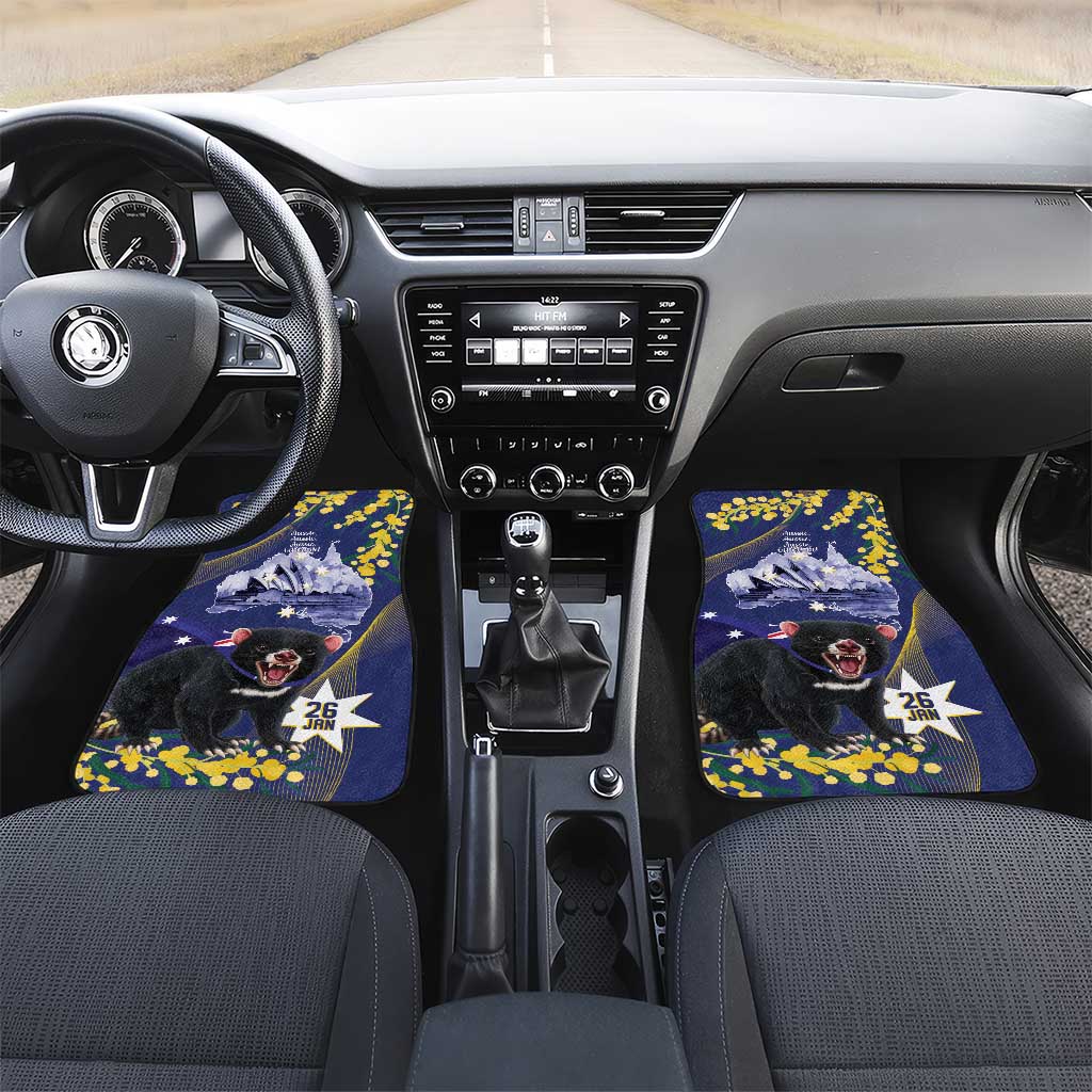 Tasimania Devil Australia Day Car Mats Aussie Aussie Aussie Oi! Oi! Oi! - Blue