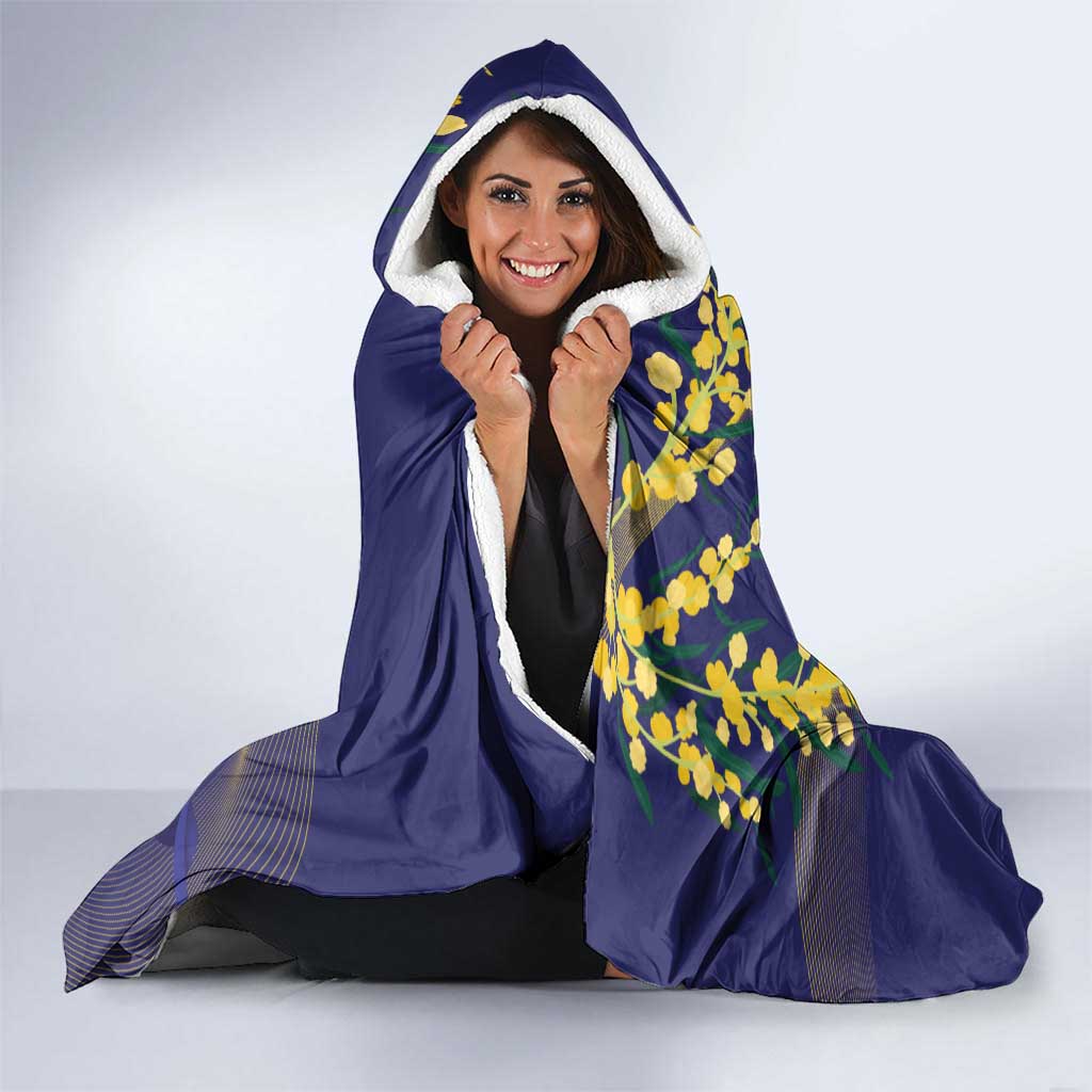 Tasimania Devil Australia Day Hooded Blanket Aussie Aussie Aussie Oi! Oi! Oi! - Blue