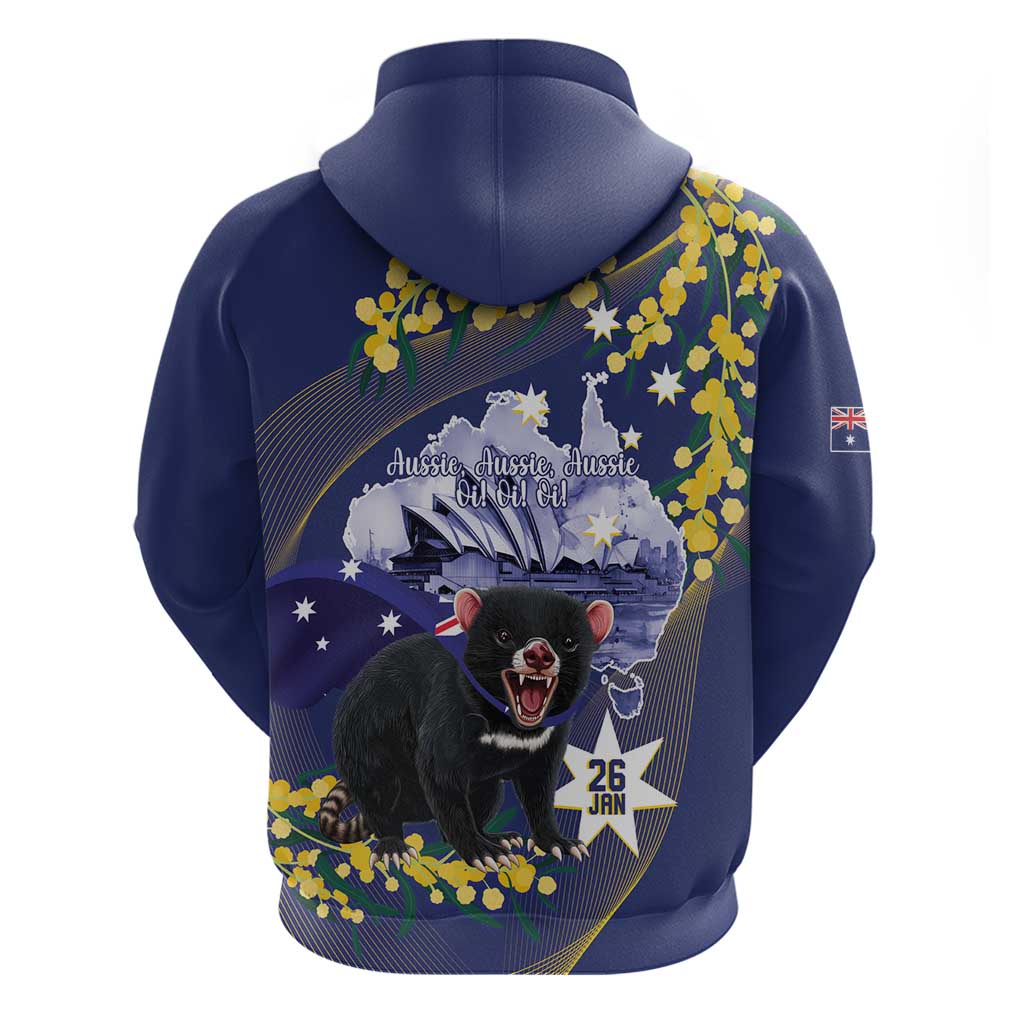 Tasimania Devil Australia Day Hoodie Aussie Aussie Aussie Oi! Oi! Oi! - Blue - Vibe Hoodie Shop