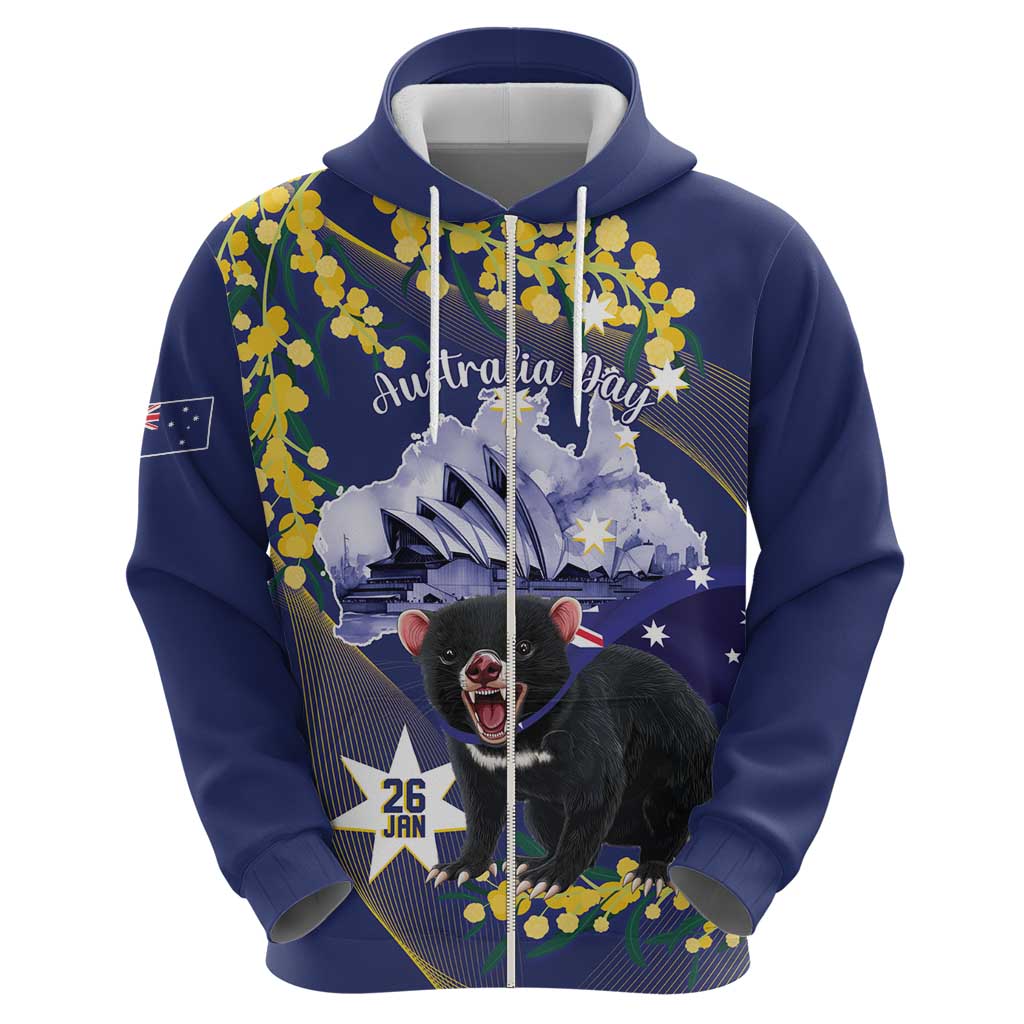 Tasimania Devil Australia Day Hoodie Aussie Aussie Aussie Oi! Oi! Oi! - Blue - Vibe Hoodie Shop