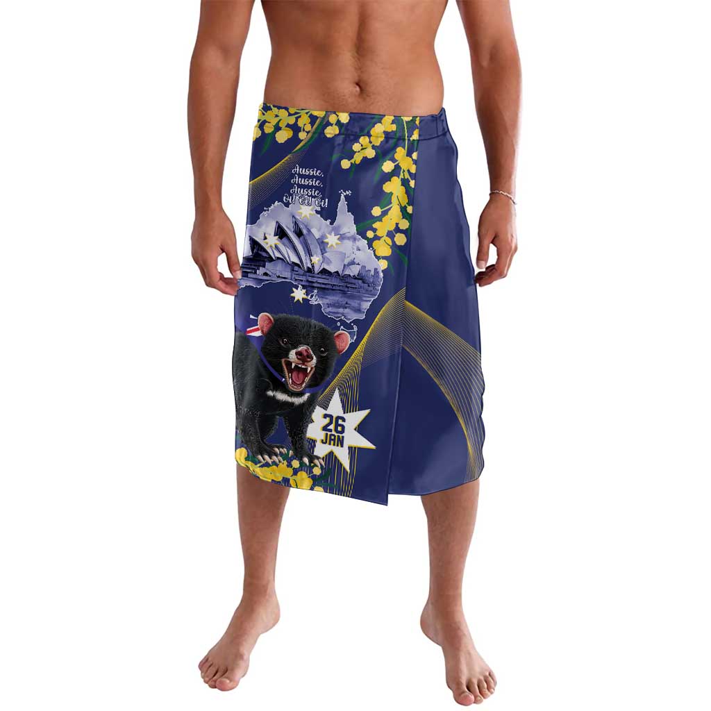 Tasimania Devil Australia Day Lavalava Aussie Aussie Aussie Oi! Oi! Oi! - Blue