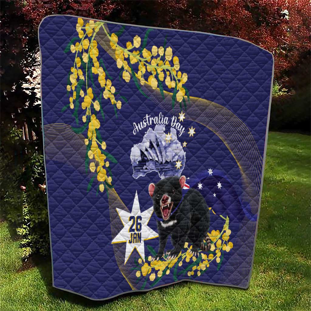 Tasimania Devil Australia Day Quilt Aussie Aussie Aussie Oi! Oi! Oi! - Blue - Vibe Hoodie Shop