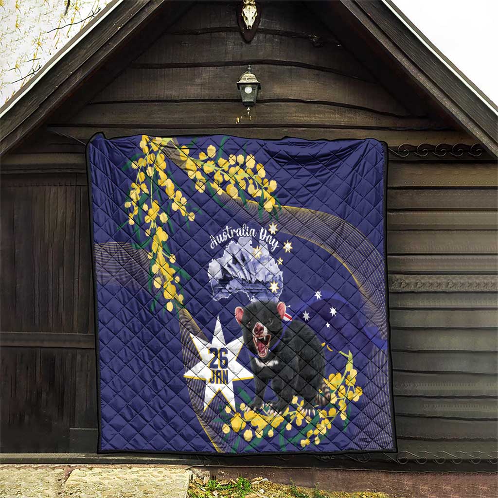 Tasimania Devil Australia Day Quilt Aussie Aussie Aussie Oi! Oi! Oi! - Blue - Vibe Hoodie Shop