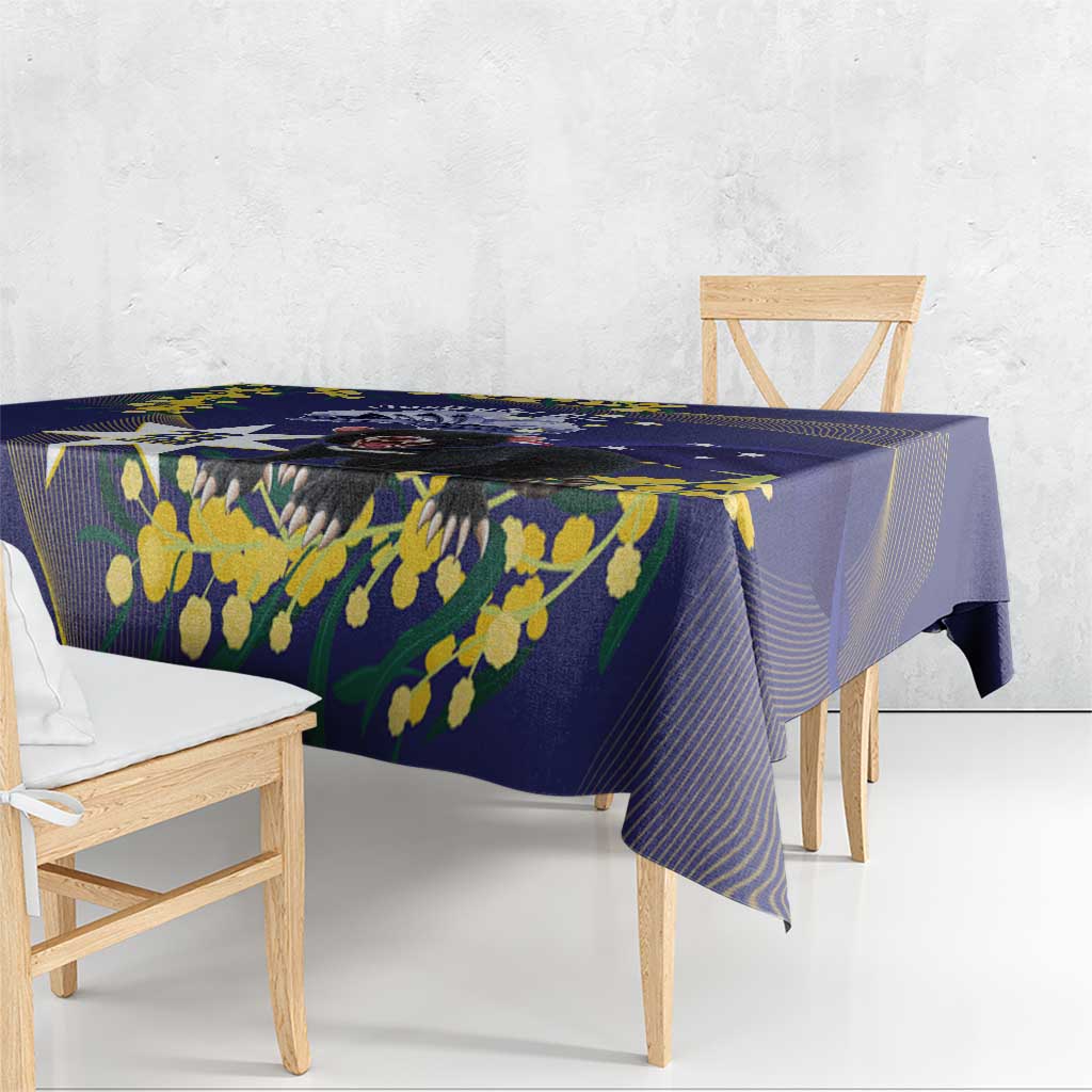 Tasimania Devil Australia Day Tablecloth Aussie Aussie Aussie Oi! Oi! Oi! - Blue