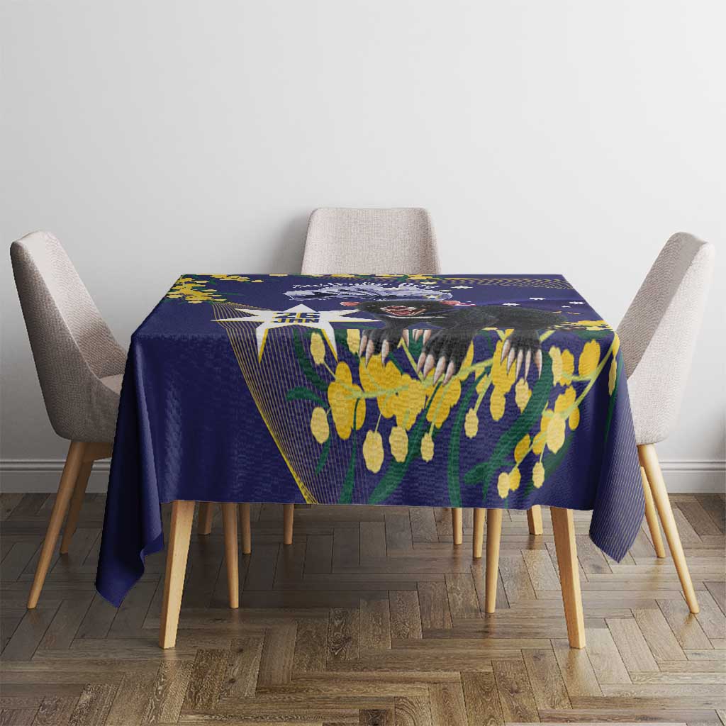 Tasimania Devil Australia Day Tablecloth Aussie Aussie Aussie Oi! Oi! Oi! - Blue