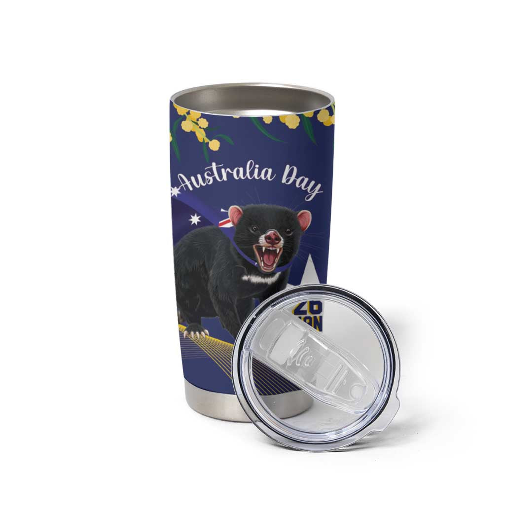 Tasimania Devil Australia Day Tumbler Cup Aussie Aussie Aussie Oi! Oi! Oi! - Blue