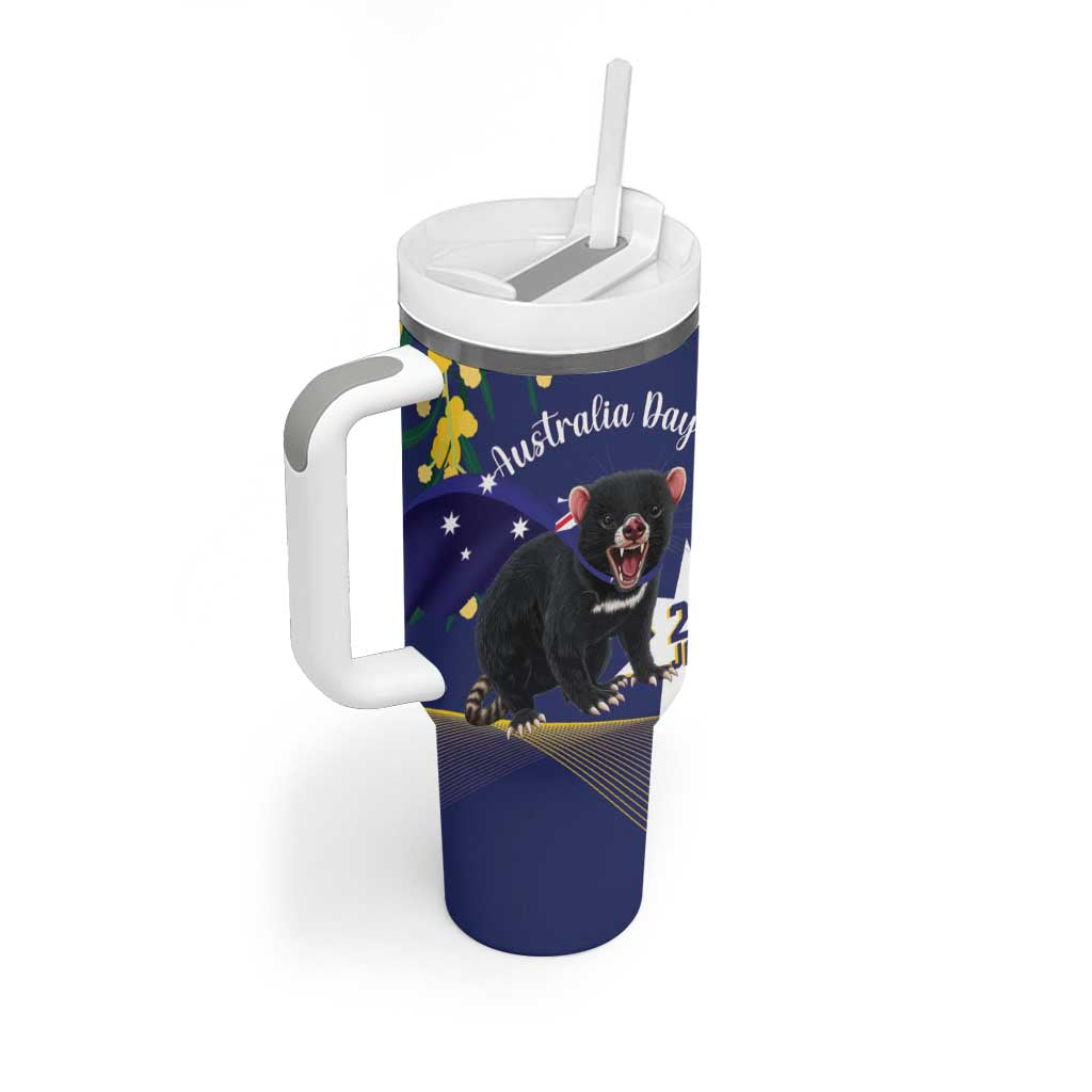 Tasimania Devil Australia Day Tumbler With Handle Aussie Aussie Aussie Oi! Oi! Oi! - Blue