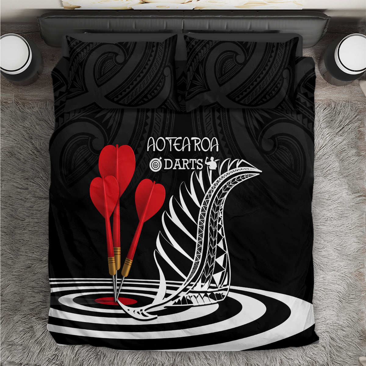 New Zealand Darts Bedding Set Aotearoa Maori Fern Bring It On - Vibe Hoodie Shop