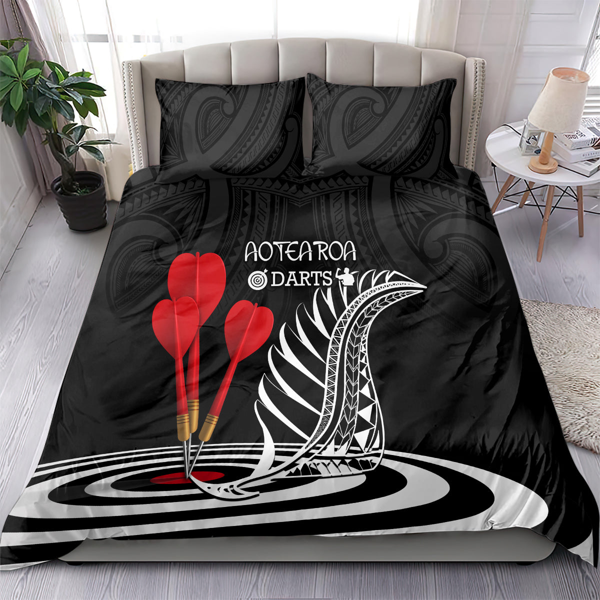 New Zealand Darts Bedding Set Aotearoa Maori Fern Bring It On - Vibe Hoodie Shop