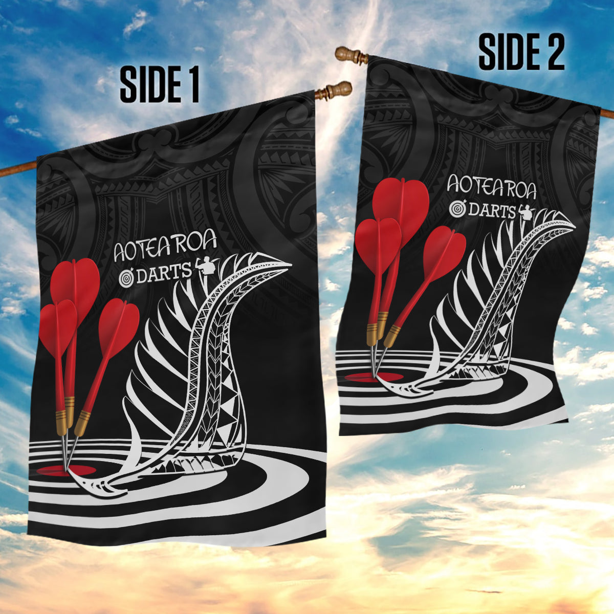 New Zealand Darts Garden Flag Aotearoa Maori Fern Bring It On - Vibe Hoodie Shop