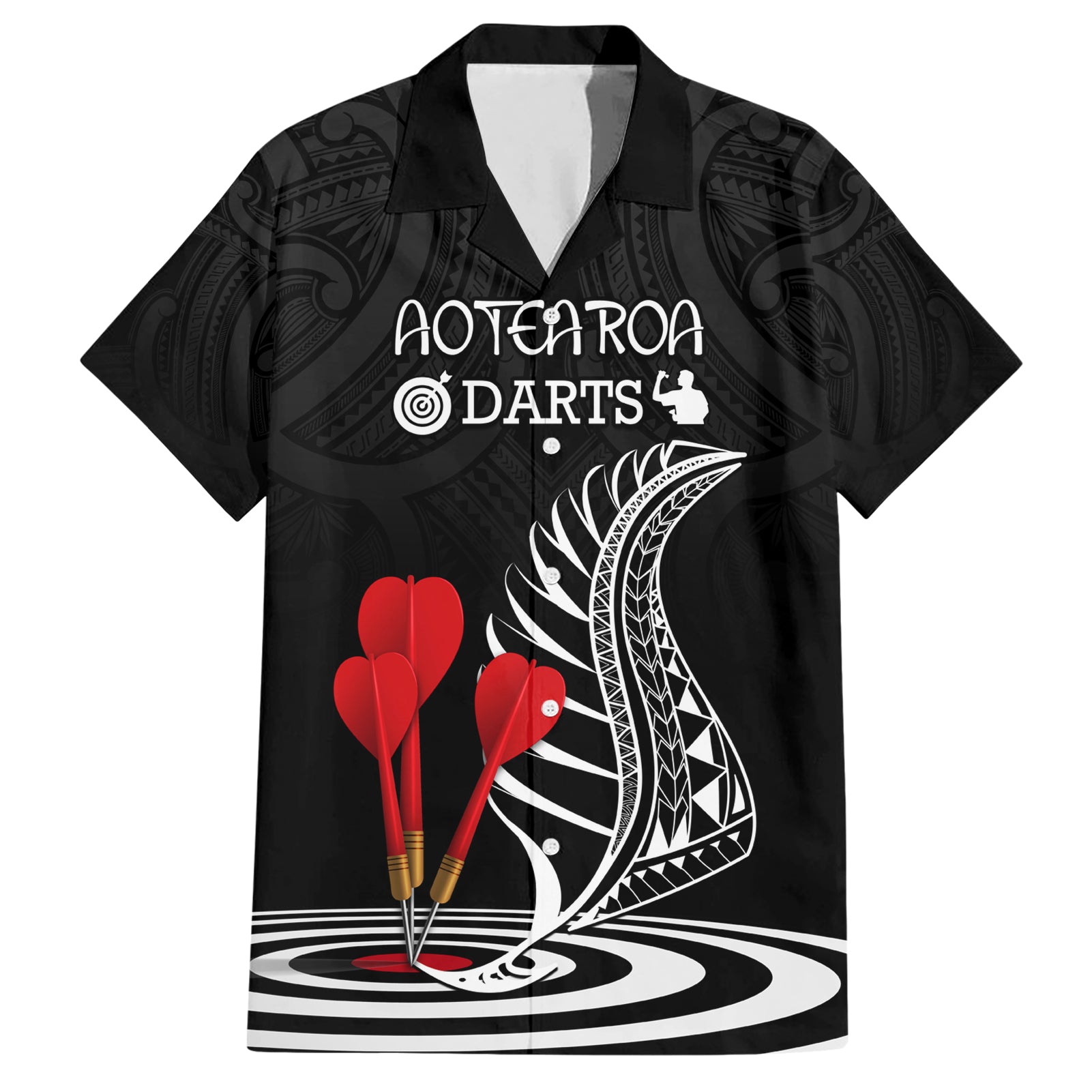 Personalised New Zealand Darts Hawaiian Shirt Aotearoa Maori Fern Bring It On - Vibe Hoodie Shop