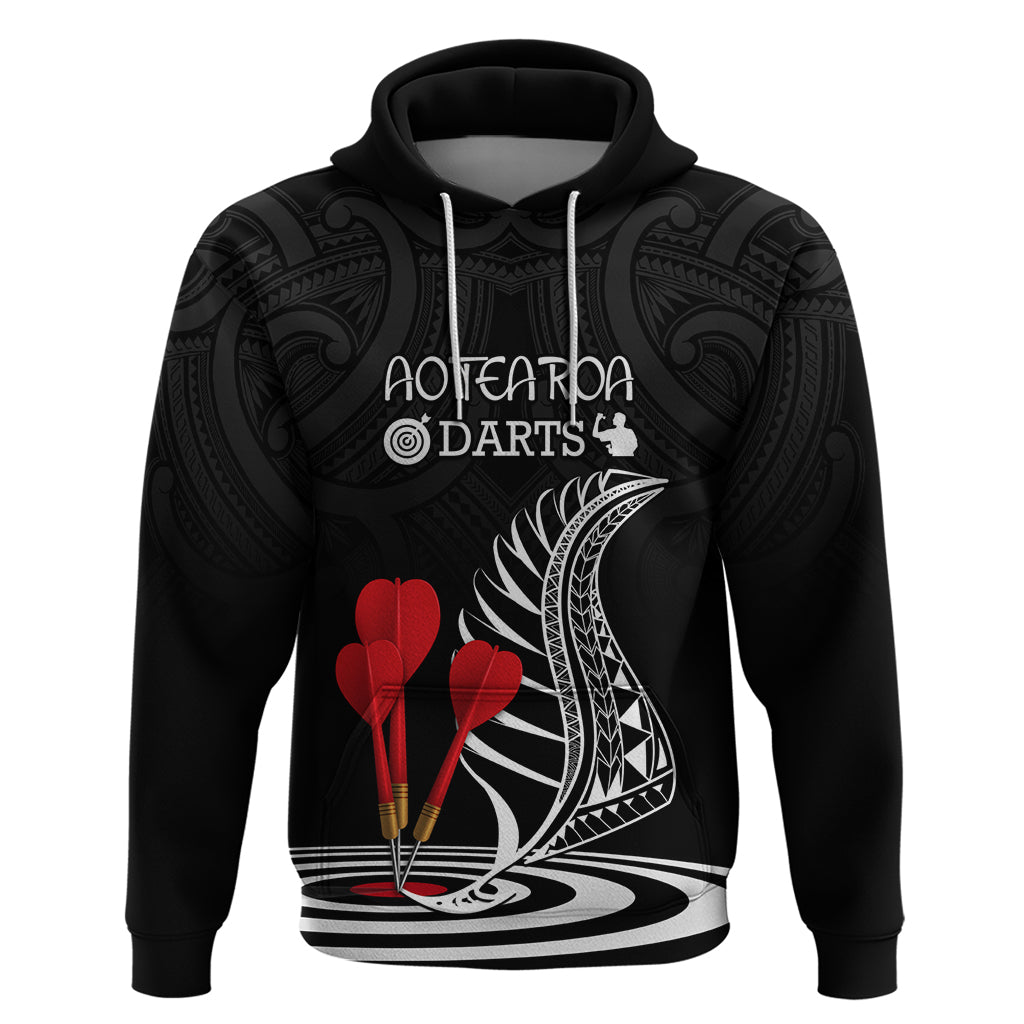 Personalised New Zealand Darts Hoodie Aotearoa Maori Fern Bring It On - Vibe Hoodie Shop