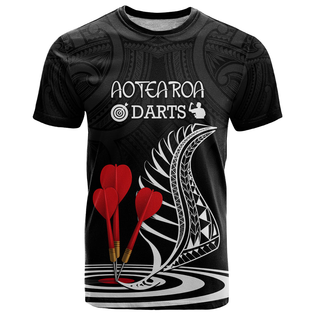 Personalised New Zealand Darts T Shirt Aotearoa Maori Fern Bring It On - Vibe Hoodie Shop