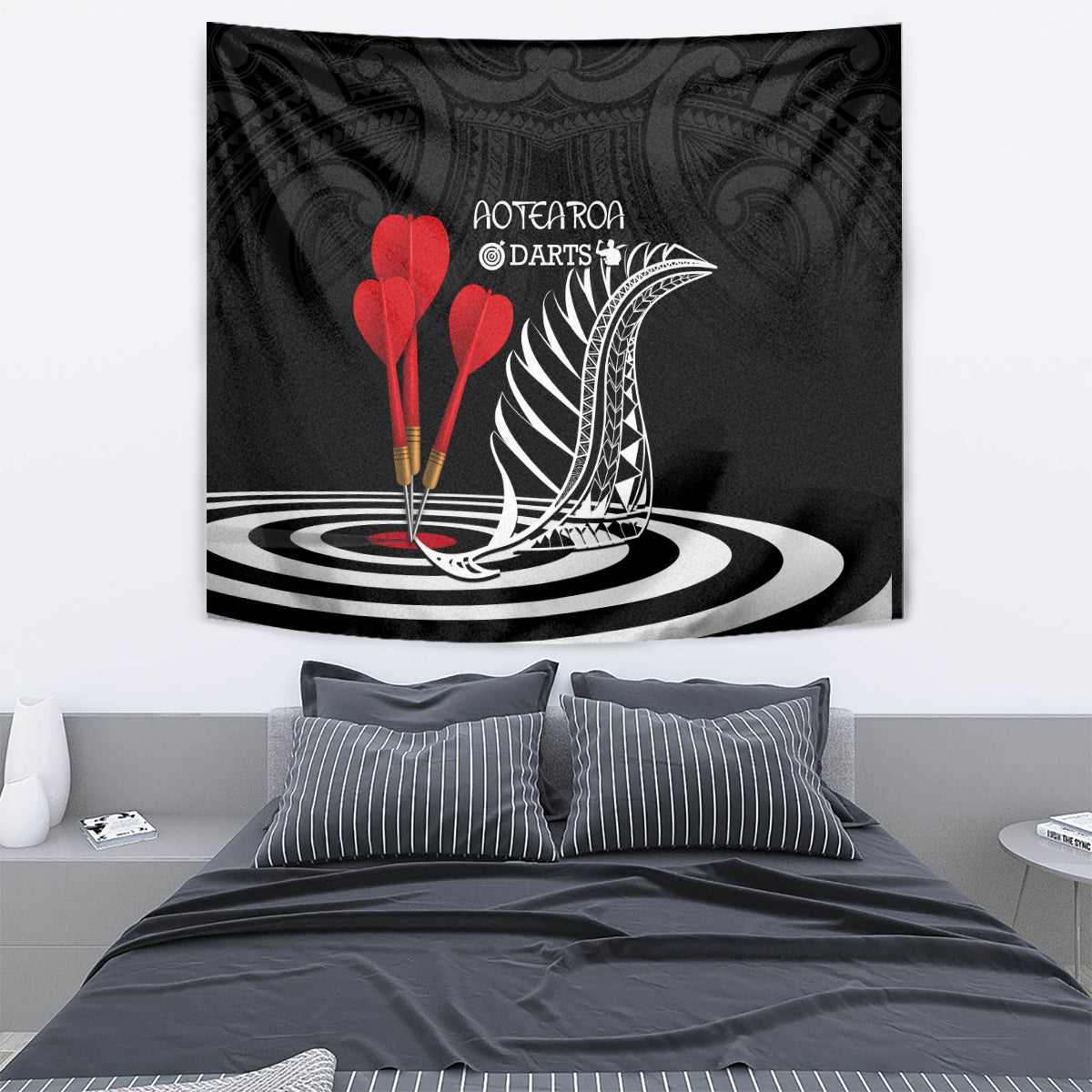 New Zealand Darts Tapestry Aotearoa Maori Fern Bring It On - Vibe Hoodie Shop