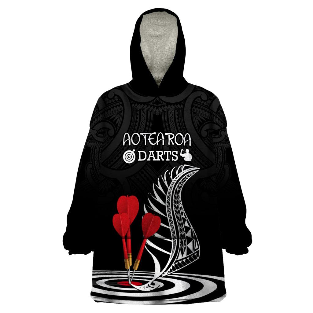 Personalised New Zealand Darts Wearable Blanket Hoodie Aotearoa Maori Fern Bring It On - Vibe Hoodie Shop