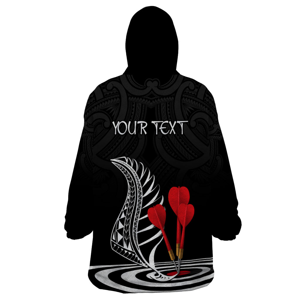 Personalised New Zealand Darts Wearable Blanket Hoodie Aotearoa Maori Fern Bring It On - Vibe Hoodie Shop