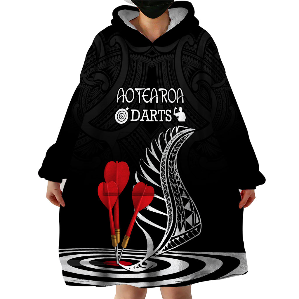 Personalised New Zealand Darts Wearable Blanket Hoodie Aotearoa Maori Fern Bring It On - Vibe Hoodie Shop