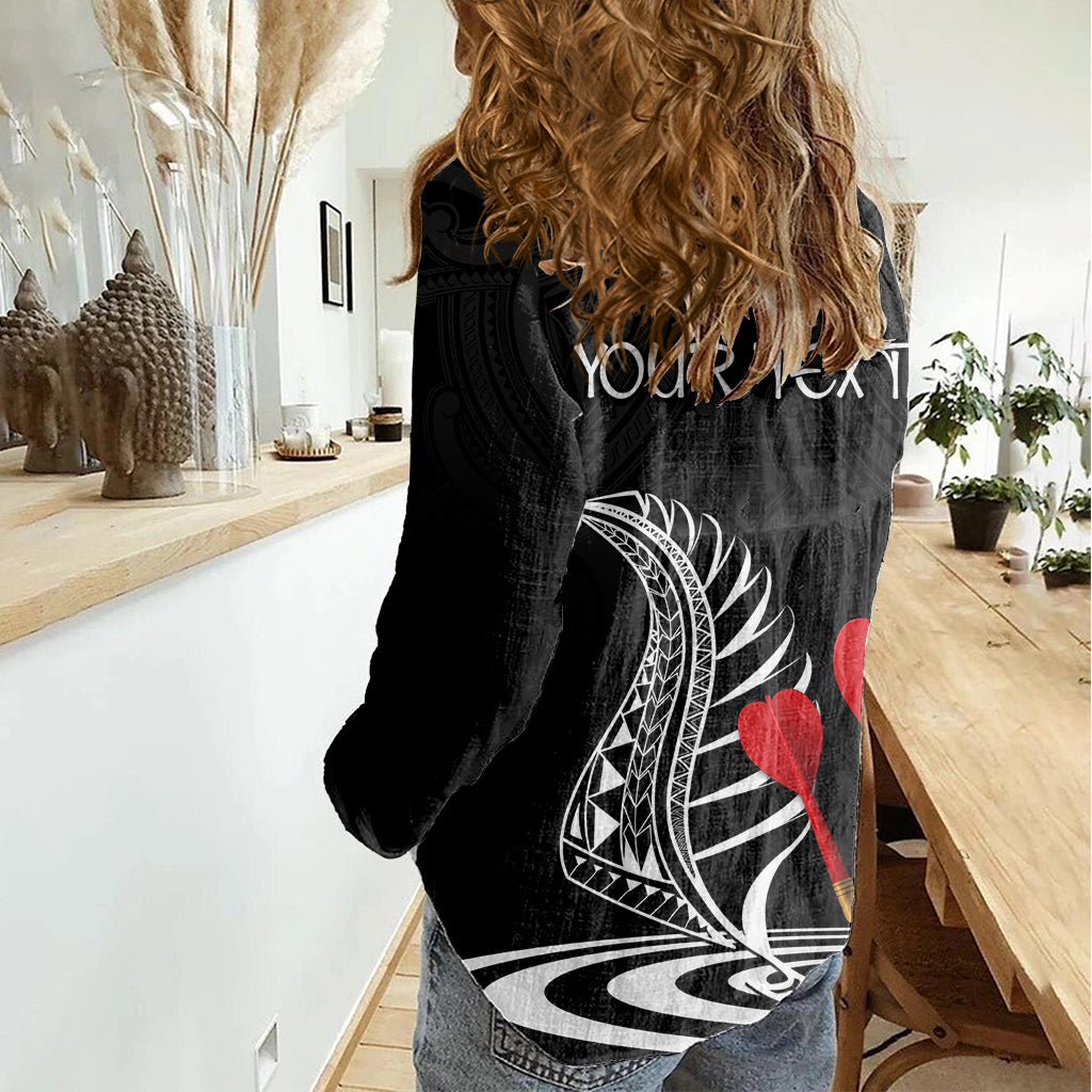 Personalised New Zealand Darts Women Casual Shirt Aotearoa Maori Fern Bring It On - Vibe Hoodie Shop