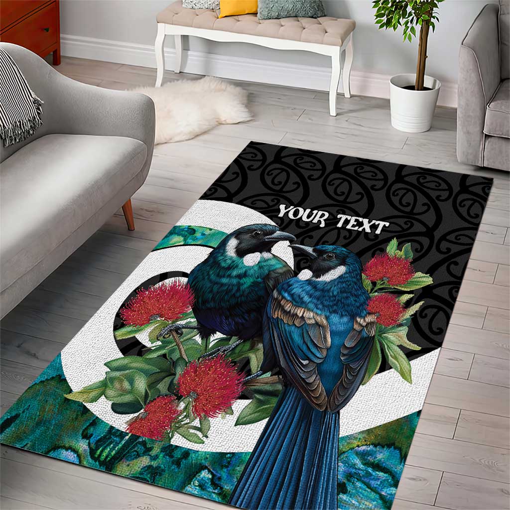 Personalised Valentine's Day New Zealand Area Rug Tui Bird Couple Kowhaiwhai Mix Pohutukawa - Vibe Hoodie Shop