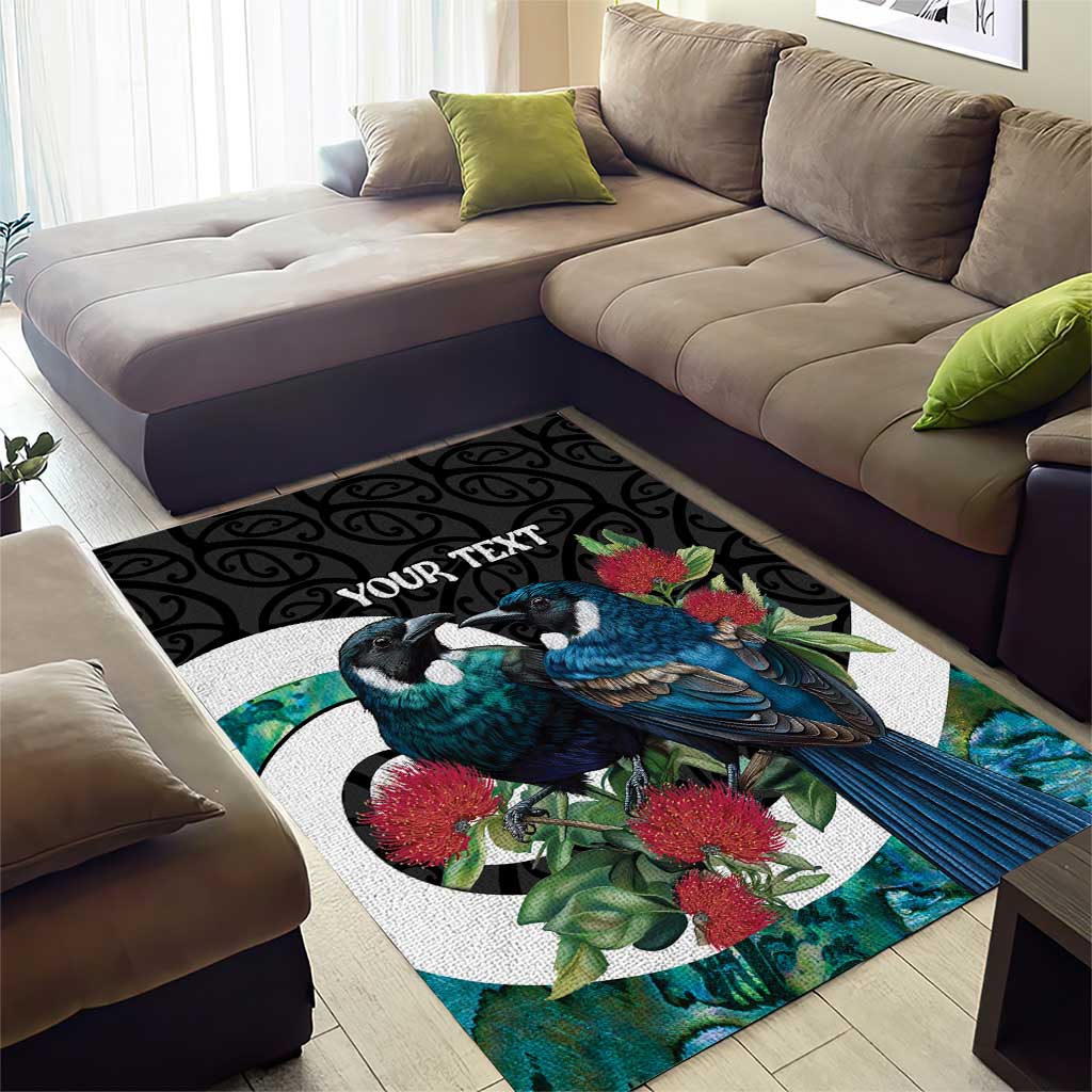Personalised Valentine's Day New Zealand Area Rug Tui Bird Couple Kowhaiwhai Mix Pohutukawa - Vibe Hoodie Shop