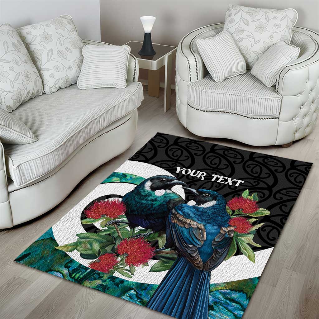 Personalised Valentine's Day New Zealand Area Rug Tui Bird Couple Kowhaiwhai Mix Pohutukawa - Vibe Hoodie Shop