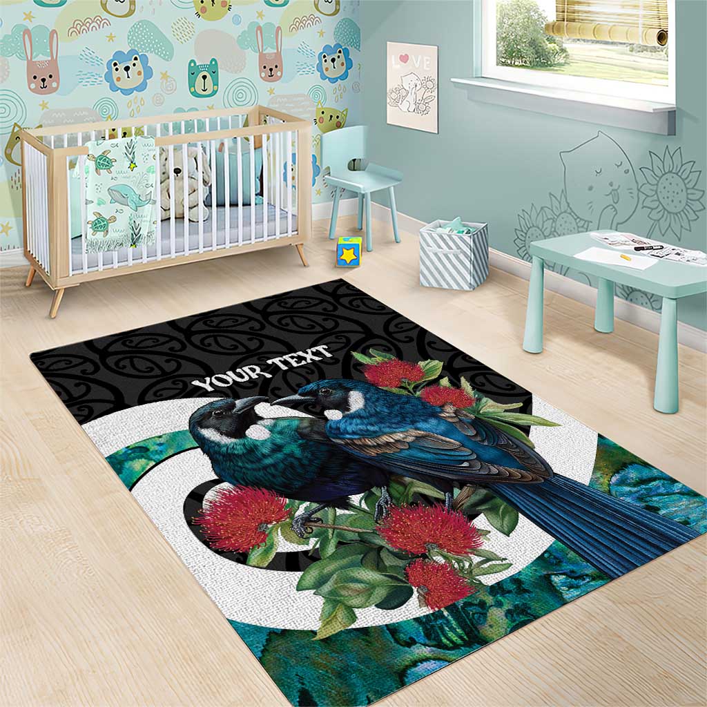 Personalised Valentine's Day New Zealand Area Rug Tui Bird Couple Kowhaiwhai Mix Pohutukawa - Vibe Hoodie Shop