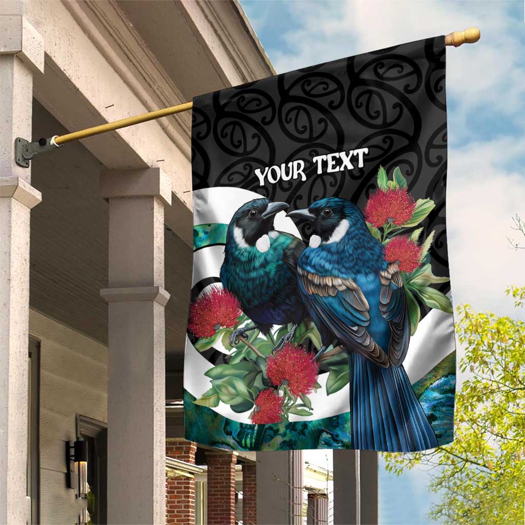 Personalised Valentine's Day New Zealand Garden Flag Tui Bird Couple Kowhaiwhai Mix Pohutukawa - Vibe Hoodie Shop