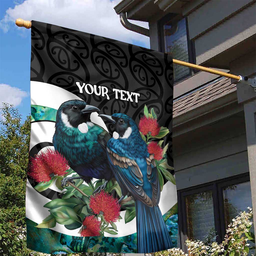 Personalised Valentine's Day New Zealand Garden Flag Tui Bird Couple Kowhaiwhai Mix Pohutukawa - Vibe Hoodie Shop