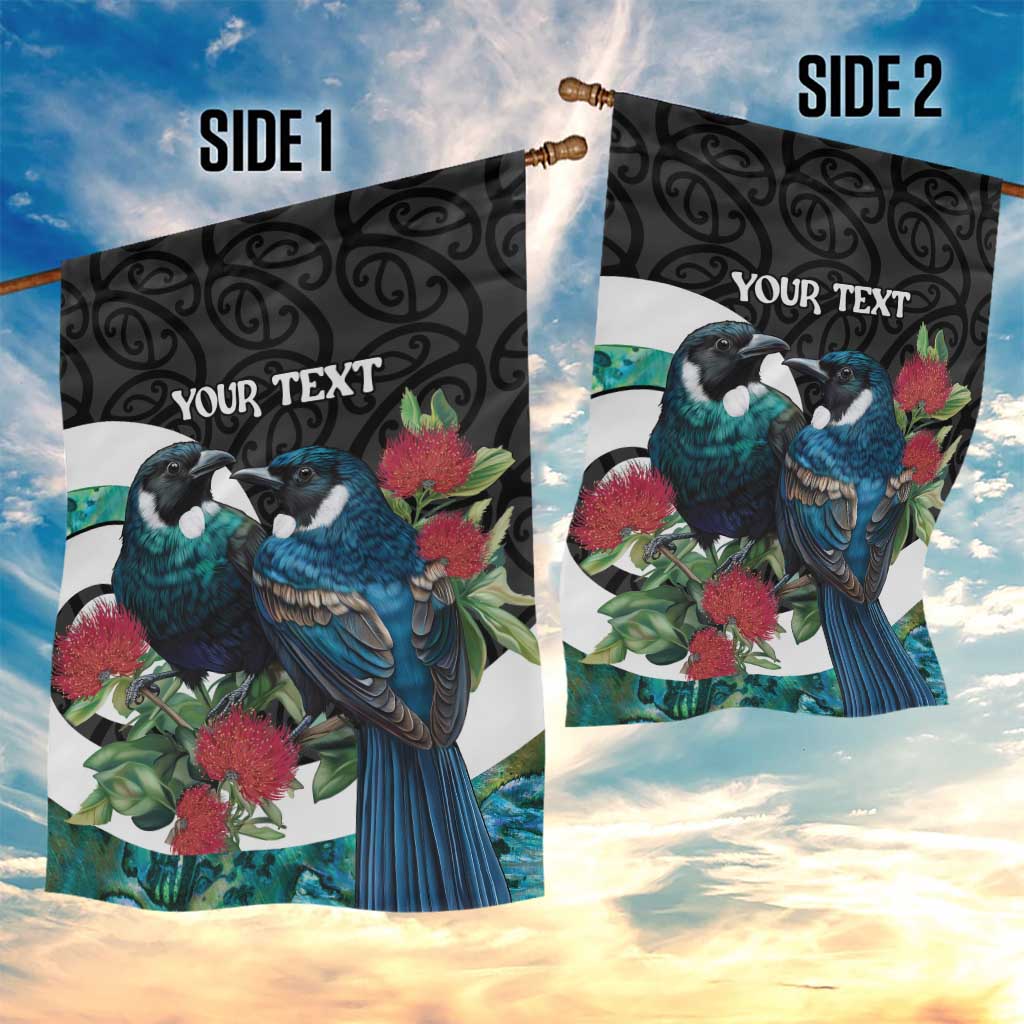 Personalised Valentine's Day New Zealand Garden Flag Tui Bird Couple Kowhaiwhai Mix Pohutukawa - Vibe Hoodie Shop