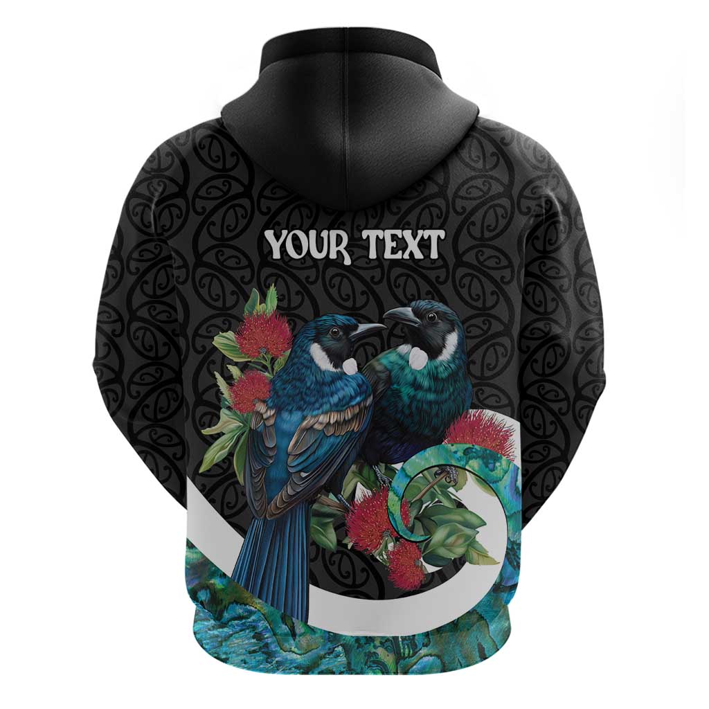 Personalised Valentine's Day New Zealand Hoodie Tui Bird Couple Kowhaiwhai Mix Pohutukawa - Vibe Hoodie Shop