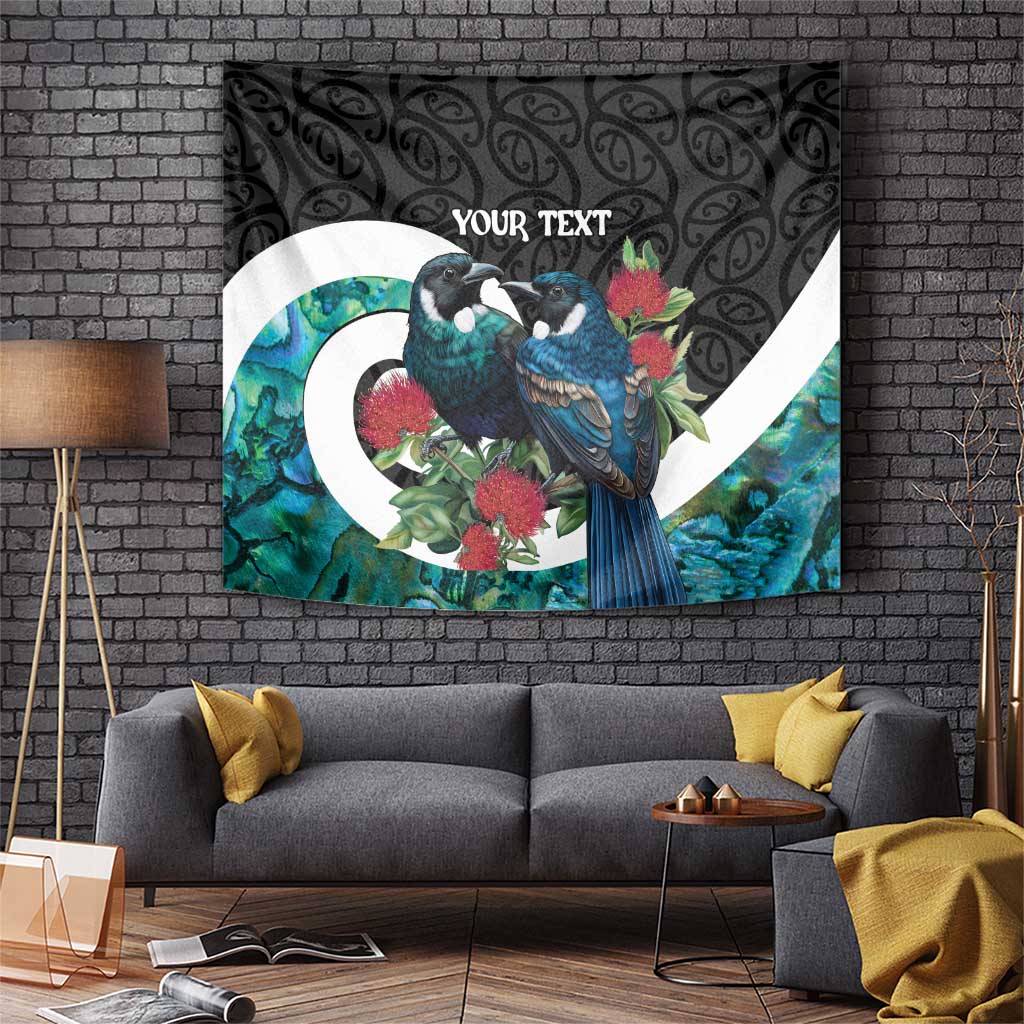 Personalised Valentine's Day New Zealand Tapestry Tui Bird Couple Kowhaiwhai Mix Pohutukawa - Vibe Hoodie Shop