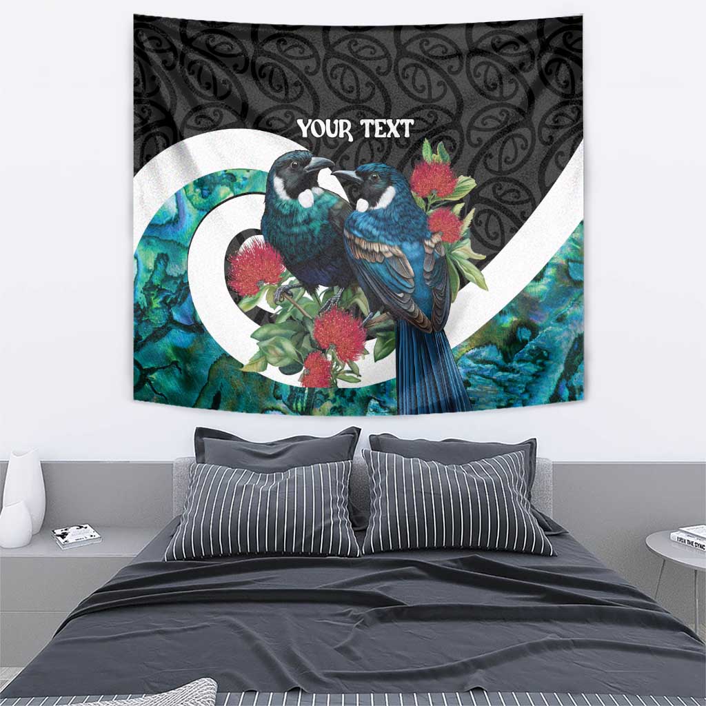 Personalised Valentine's Day New Zealand Tapestry Tui Bird Couple Kowhaiwhai Mix Pohutukawa - Vibe Hoodie Shop