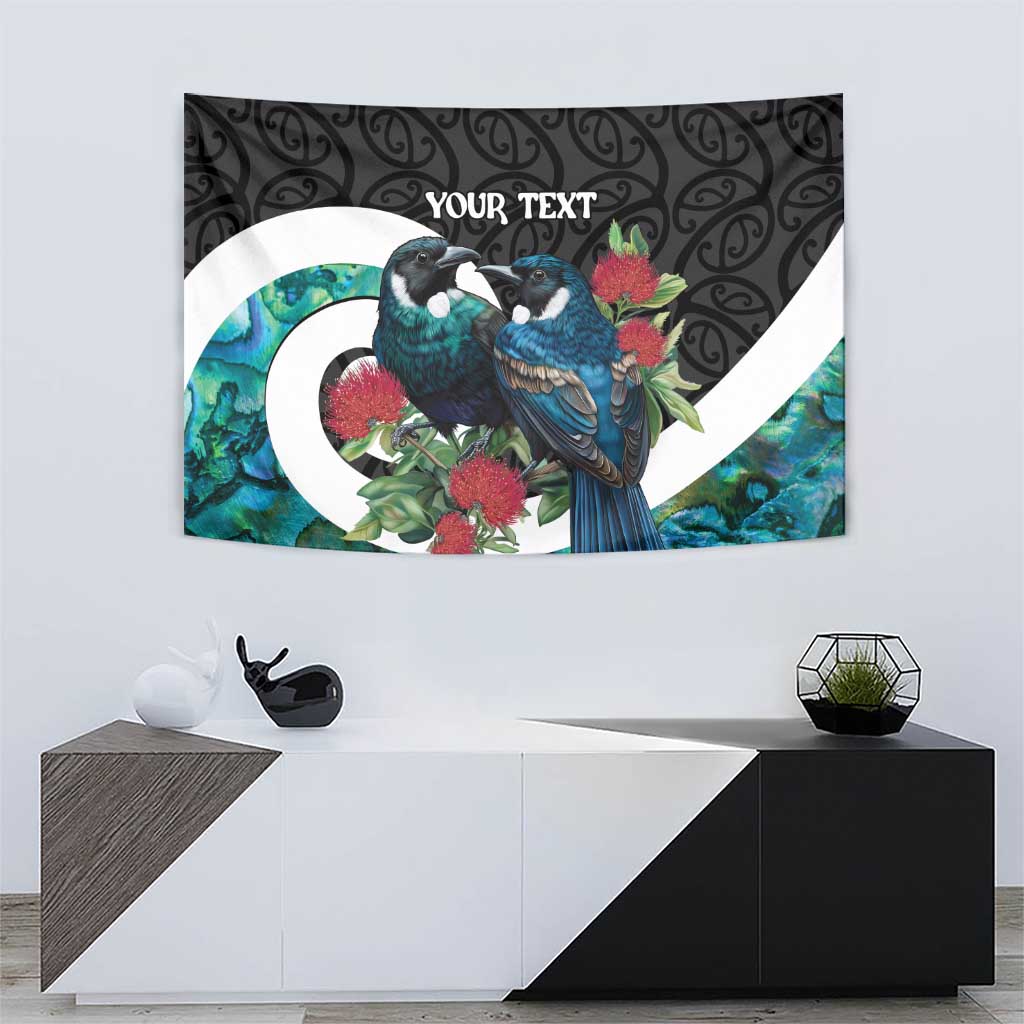 Personalised Valentine's Day New Zealand Tapestry Tui Bird Couple Kowhaiwhai Mix Pohutukawa - Vibe Hoodie Shop