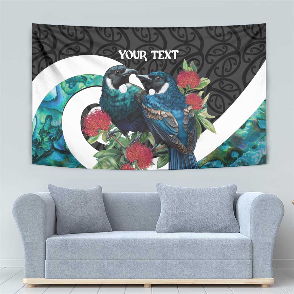 Personalised Valentine's Day New Zealand Tapestry Tui Bird Couple Kowhaiwhai Mix Pohutukawa - Vibe Hoodie Shop