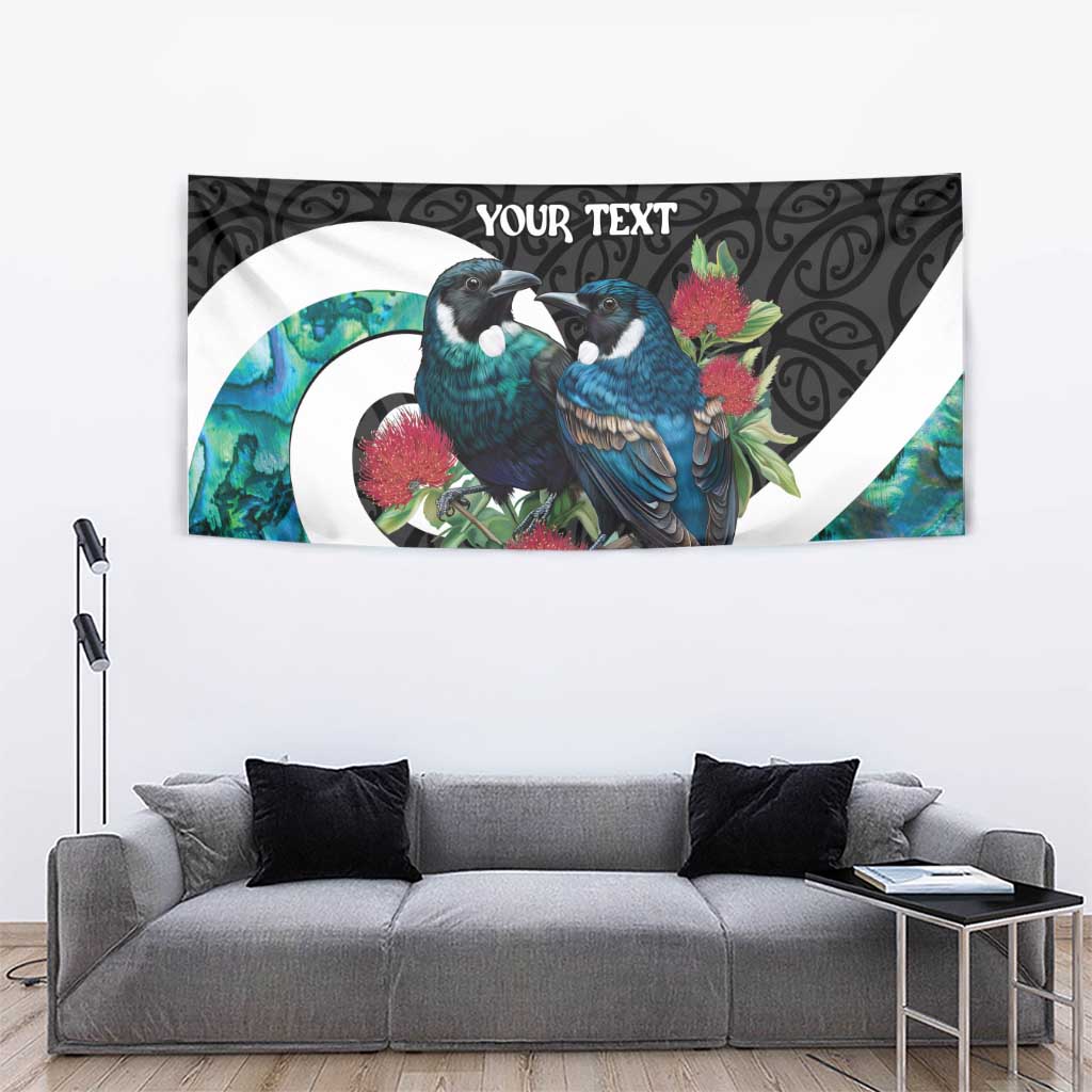 Personalised Valentine's Day New Zealand Tapestry Tui Bird Couple Kowhaiwhai Mix Pohutukawa - Vibe Hoodie Shop