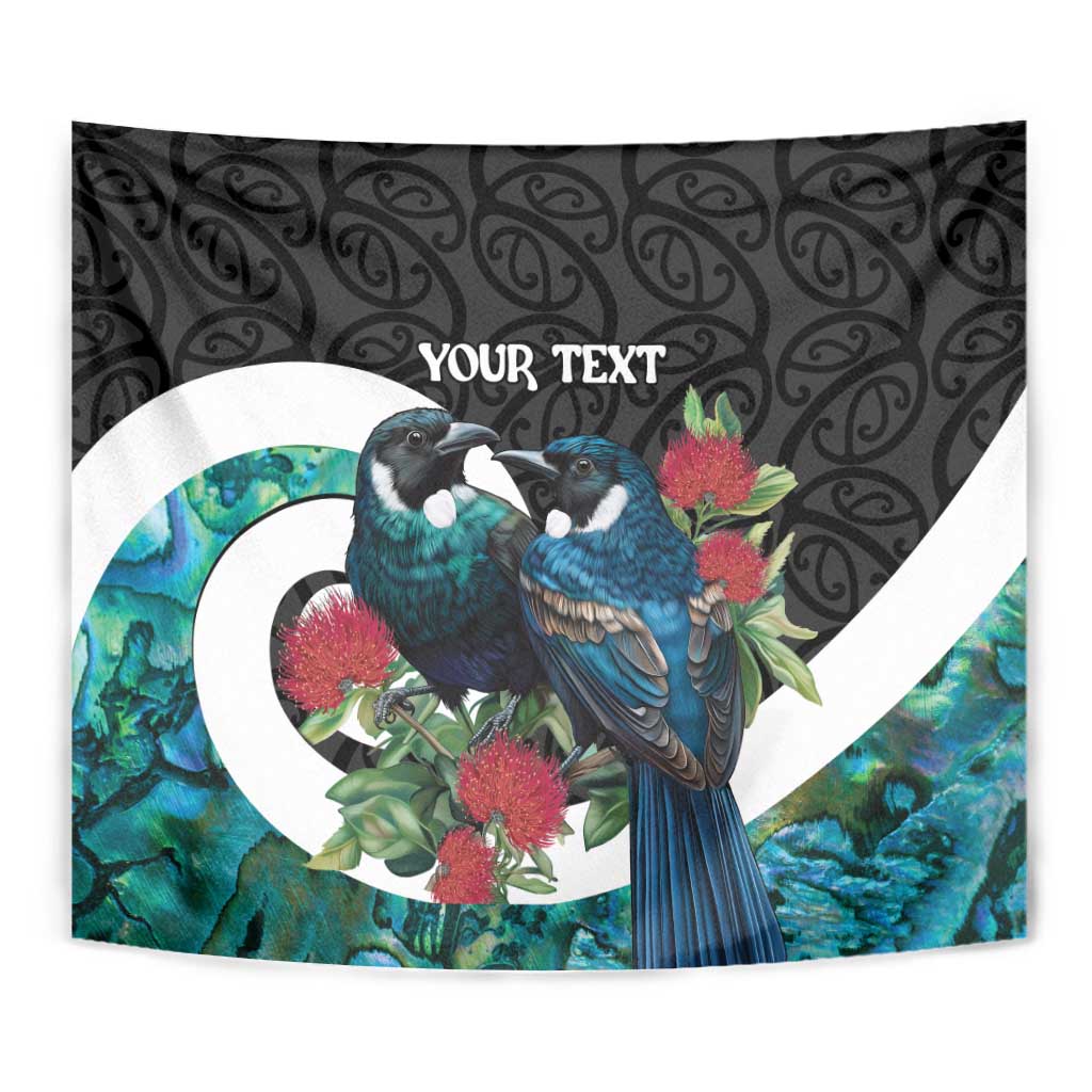 Personalised Valentine's Day New Zealand Tapestry Tui Bird Couple Kowhaiwhai Mix Pohutukawa - Vibe Hoodie Shop