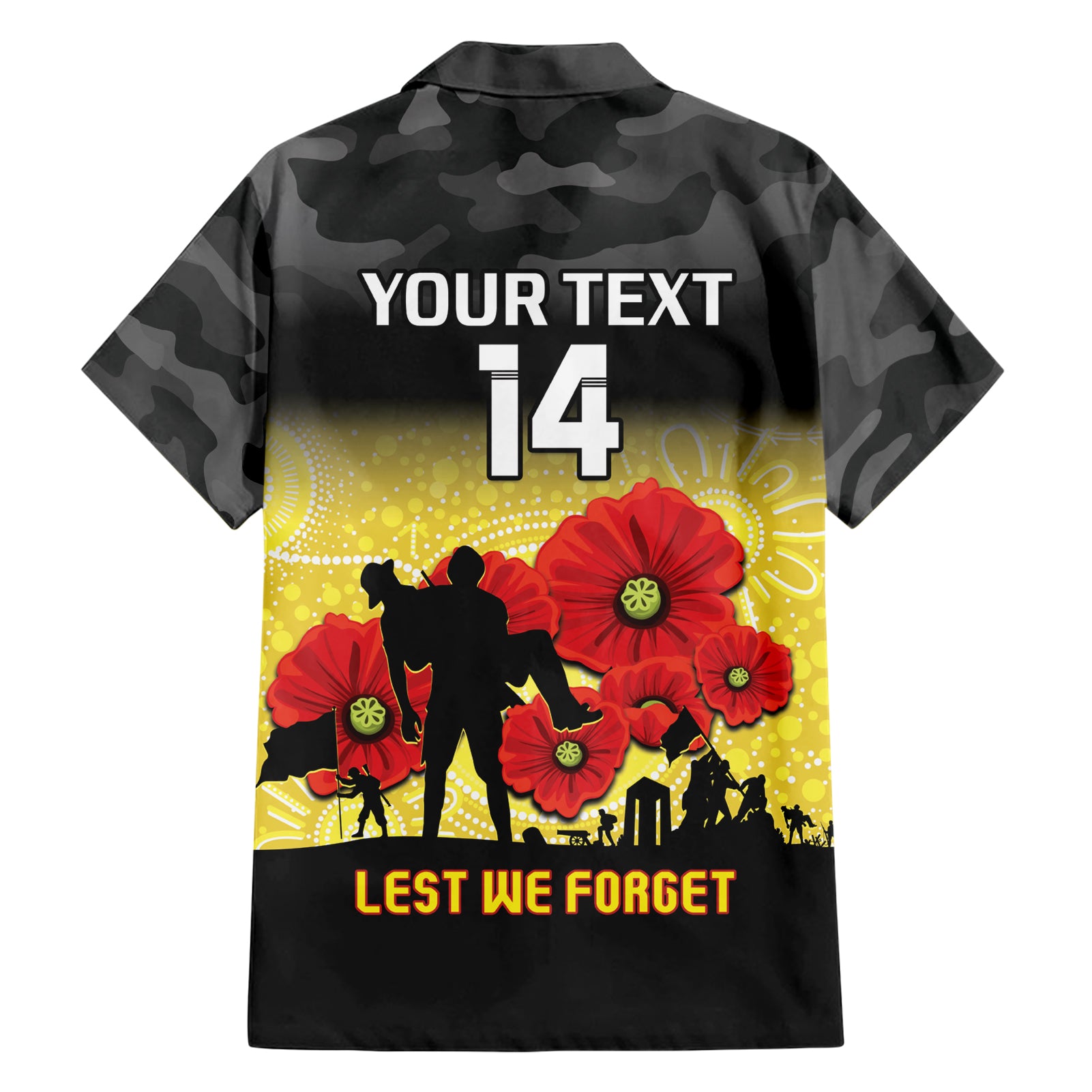 Custom Richmond Football ANZAC Hawaiian Shirt Gallipoli Camouflage With Poppies - Vibe Hoodie Shop